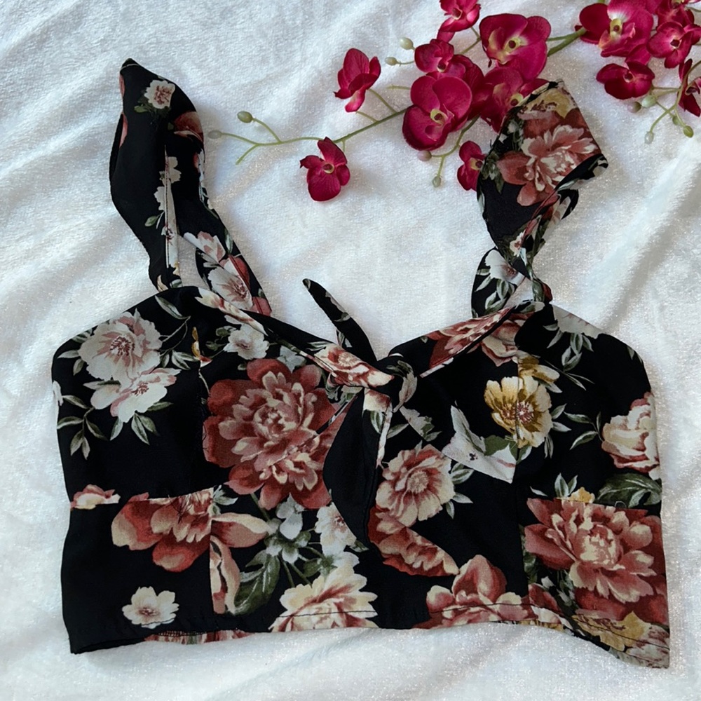 Bustier style floral crop top